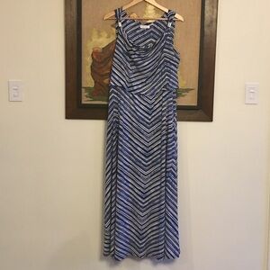 Calvin Klein Blue and White Striped Maxi Dress